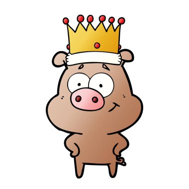 mutlu karikatür domuz vektör çizim