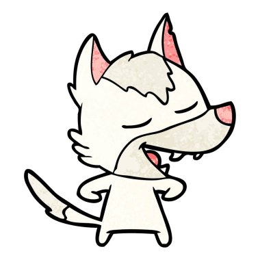 vektör çizim karikatür kurt gülen