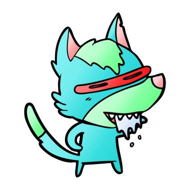 vektör çizim karikatür aç kurt