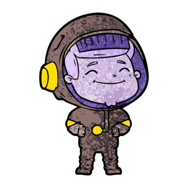 mutlu karikatür astronot vektör çizim
