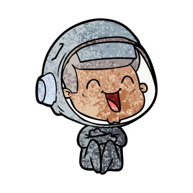 mutlu karikatür astronot vektör çizim