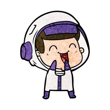 mutlu karikatür astronot vektör çizim