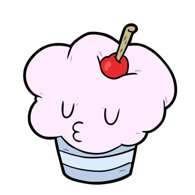 komik karikatür cupcake vektör çizim