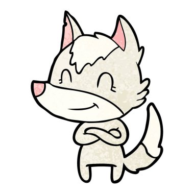 vektör çizim dostu karikatür kurt