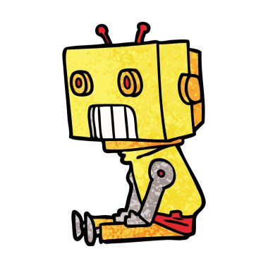 Beyaz arka plan üzerinde izole komik karikatür robot tasarımını illüstrasyon vektör
