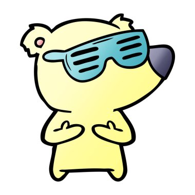 çizgi film ayı güneş gözlüğü takıyor