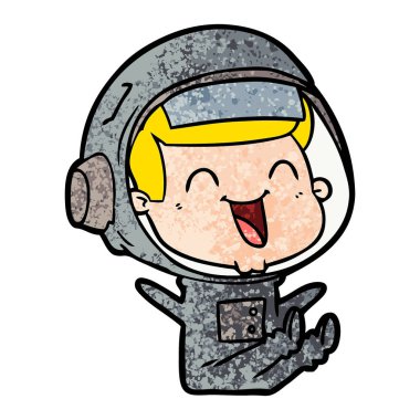 mutlu karikatür astronot vektör çizim