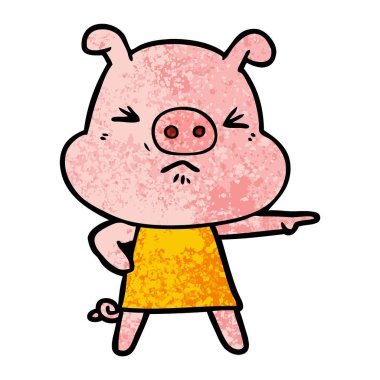 vektör çizim karikatür kızgın domuz