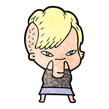 çizgi film keskin mutfak bıçak sevimli çizgi kız hippi saç kesimi ile