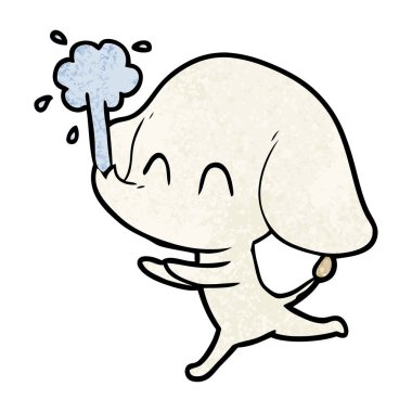 sevimli çizgi fil spouting su