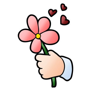 çizgi film elini tutarak çiçek