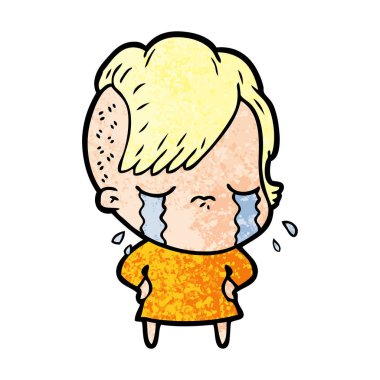 Ağlayan kızın vektör çizimi