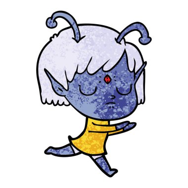 vektör çizim karikatür uzaylı kız