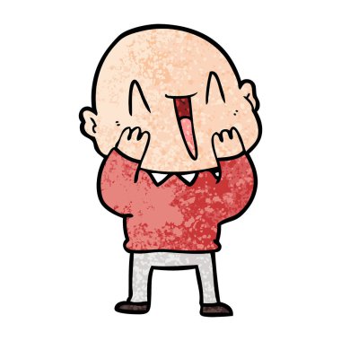 mutlu karikatür kel adam