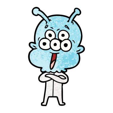 mutlu çizgi film uzaylı vektör çizim