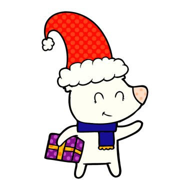 Noel hediyesi ile dişi kutup ayısı