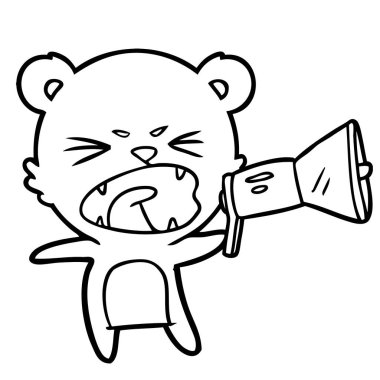 megafon bağıran kızgın çizgi film ayı