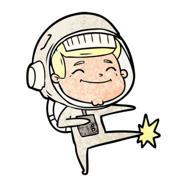 mutlu karikatür astronot vektör çizim