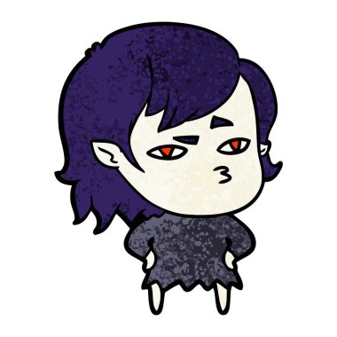 Çizgi filmdeki vampir kızın vektör çizimi