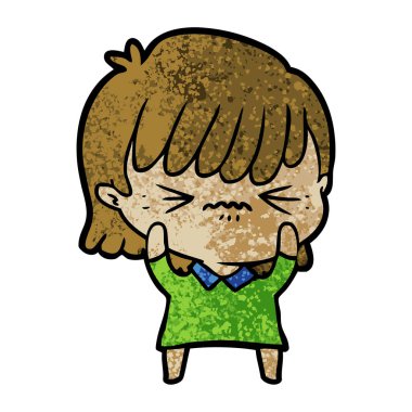 rahatsız çizgi film kız vektör çizim