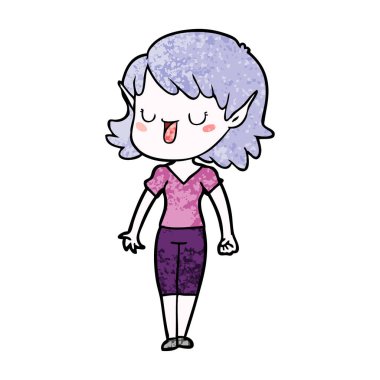 vektör çizim karikatür elf kızı