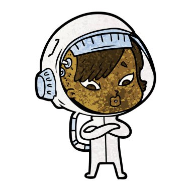 vektör çizim karikatür astronot kadın