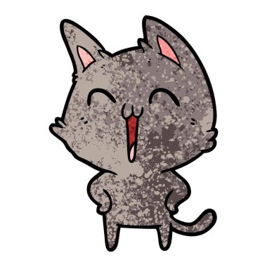 vektör çizim karikatür mutlu kedi