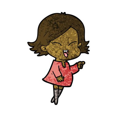 mutlu çizgi film kız vektör çizim