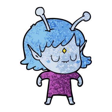 vektör çizim karikatür uzaylı kız