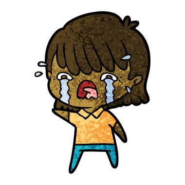 vektör çizim karikatür kız ağlıyor