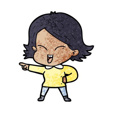 mutlu çizgi film kız vektör çizim