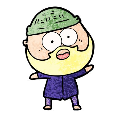 şaşırmış sakallı adam çizgi film