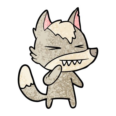 vektör çizim öfkeli wolf çizgi film