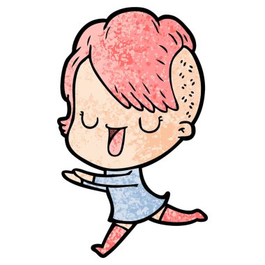 çizgi film keskin mutfak bıçak sevimli çizgi kız hippi saç kesimi ile