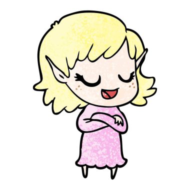 vektör çizim karikatür elf kızı