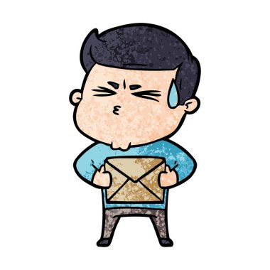 vektör çizim karikatür adam terleme