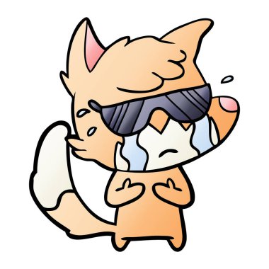 Tilki çizgi film ağlama vektör çizim