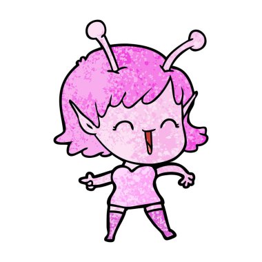 vektör çizim karikatür uzaylı kız