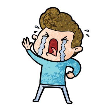 adam ağlıyor çizgi film vektör çizim