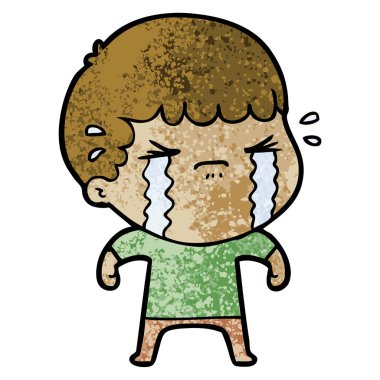 vektör çizim karikatür adam ağlıyor