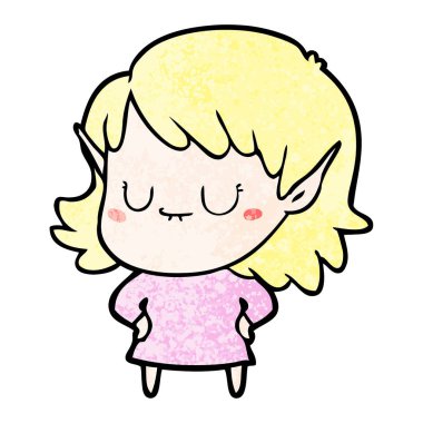 vektör çizim karikatür elf kızı