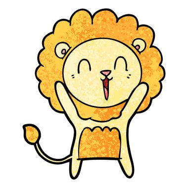 Aslan karikatür gülen vektör çizim