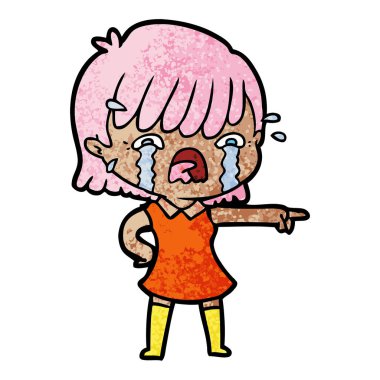 vektör çizim karikatür kız ağlıyor