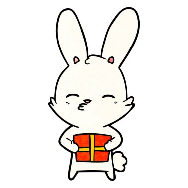 meraklı bunny çizgi vektör çizim