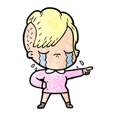 Ağlayan kızın vektör çizimi