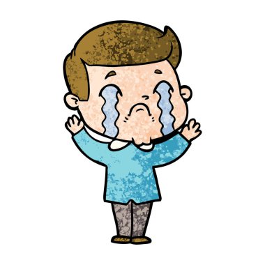vektör çizim karikatür adam ağlıyor