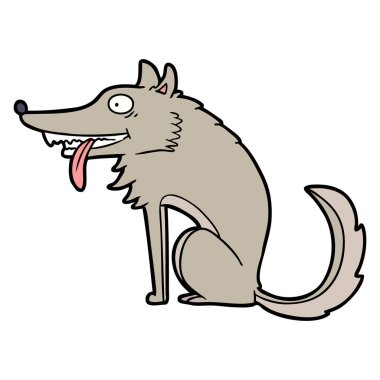 vektör çizim aç çizgi film kurt