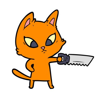 testere ile karışık çizgi film kedi