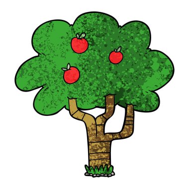 vektör çizim karikatür elma ağacı