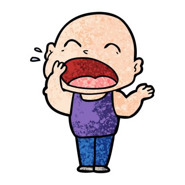 karikatür bağırarak kel adam